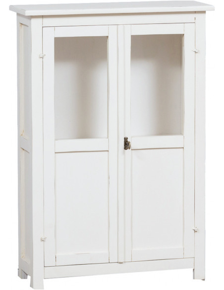 Vetrinetta Country in legno massello di tiglio finitura bianca anticata  68x25x98 cm