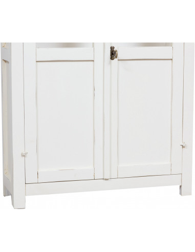 Vetrinetta Country in legno massello di tiglio finitura bianca anticata  68x25x98 cm Vetrinetta Country in legno massello di tiglio finitura bianca anticata  68x25x98 cm