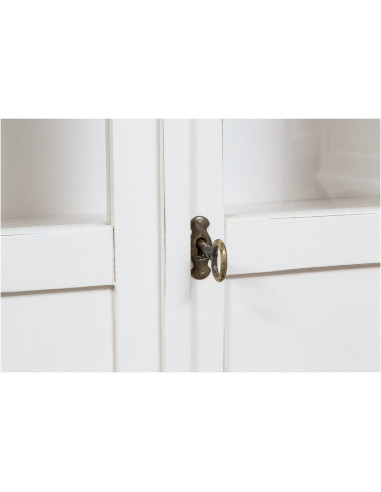 Vitrina country em madeira maciça de limão com acabamento branco antigo 68x25x98 cm Vitrina country em madeira maciça de limão com acabamento branco antigo 68x25x98 cm