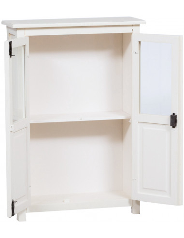 Vitrina country em madeira maciça de limão com acabamento branco antigo 68x25x98 cm Vitrina country em madeira maciça de limão com acabamento branco antigo 68x25x98 cm