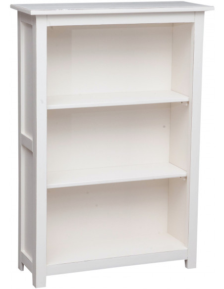 Piccola libreria Country in legno massello di tiglio finitura bianca anticata 68x25x98 cm