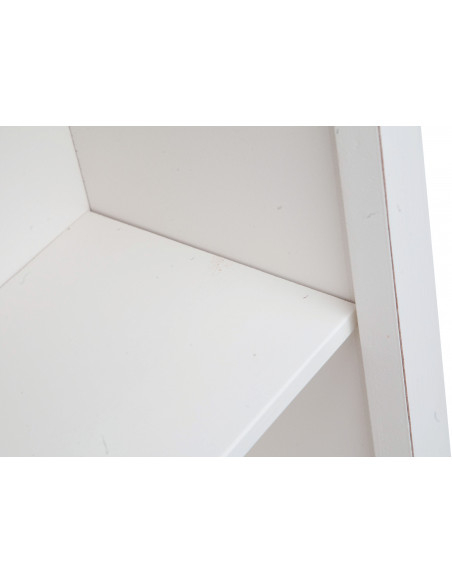 Piccola libreria Country in legno massello di tiglio finitura bianca anticata 68x25x98 cm