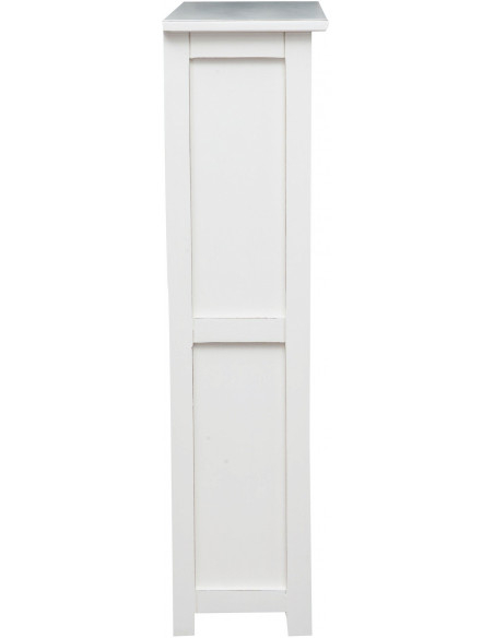 Piccola libreria Country in legno massello di tiglio finitura bianca anticata 68x25x98 cm