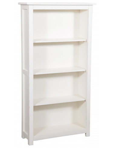 Piccola libreria Country in legno massello di tiglio finitura bianca anticata 68x25x130 cm