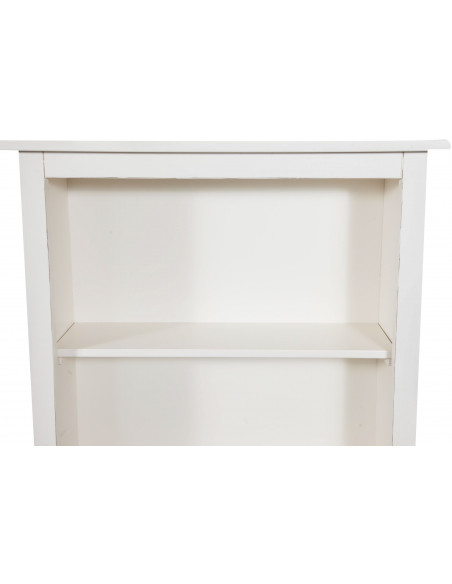 Piccola libreria Country in legno massello di tiglio finitura bianca anticata 68x25x130 cm