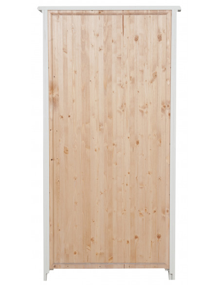 Vetrina Country in legno massello di tiglio finitura bianca anticata 68x25x130 cm