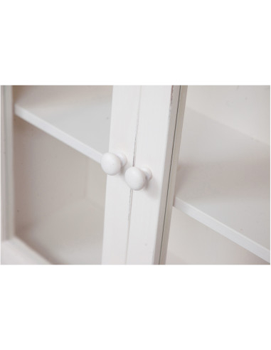 Vetrina Country in legno massello di tiglio finitura bianca anticata 68x25x130 cm Vetrina Country in legno massello di tiglio finitura bianca anticata 68x25x130 cm