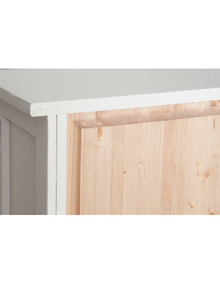 Vetrina Credenza Country in legno massello di tiglio finitura bianca anticata 68x25x130 cm