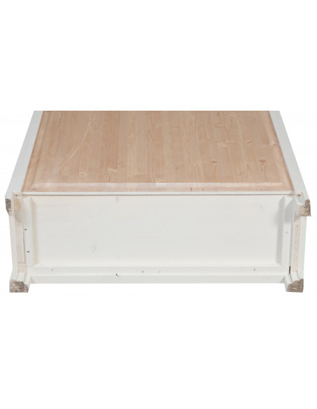 Vetrina Credenza Country in legno massello di tiglio finitura bianca anticata 68x25x130 cm