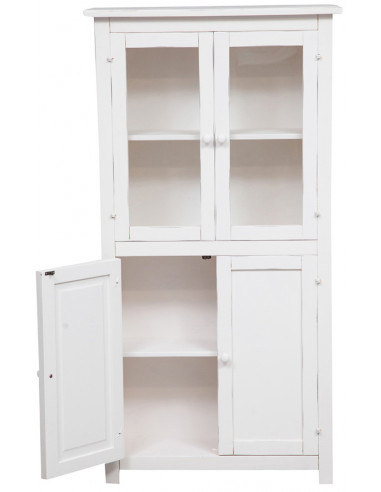 Aparador country em madeira maciça de limão com acabamento branco antigo 68x25x130 cm Aparador country em madeira maciça de limão com acabamento branco antigo 68x25x130 cm