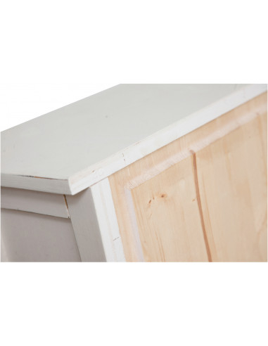Vetrina Credenza Country in legno massello di tiglio finitura bianca anticata 68x25x130 cm Vetrina Credenza Country in legno massello di tiglio finitura bianca anticata 68x25x130 cm