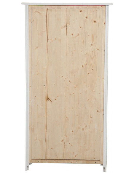 Vetrina Credenza Country in legno massello di tiglio finitura bianca anticata 68x25x130 cm