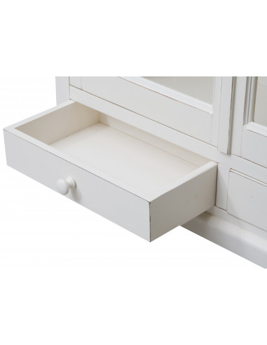 Vitrina country em madeira maciça de limão com acabamento branco antigo 109x36x180 cm Vitrina country em madeira maciça de limão com acabamento branco antigo 109x36x180 cm