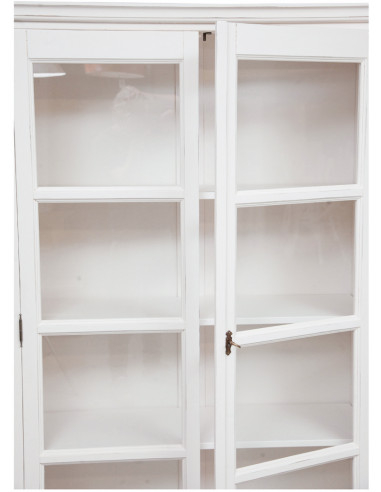 Vitrina country em madeira maciça de limão com acabamento branco antigo 109x36x180 cm Vitrina country em madeira maciça de limão com acabamento branco antigo 109x36x180 cm