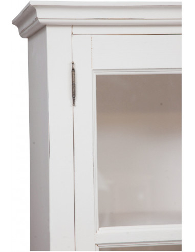 Vitrina country em madeira maciça de limão com acabamento branco antigo 109x36x180 cm Vitrina country em madeira maciça de limão com acabamento branco antigo 109x36x180 cm