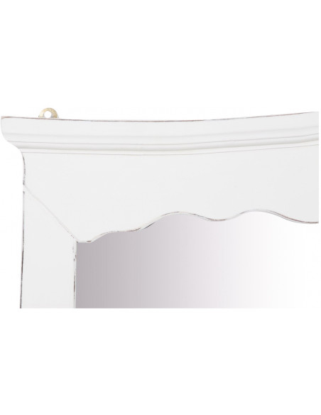 Biscottini Specchio Specchiera da appoggio da Tavolo con Base Shabby Chic,L28xPR2,5xH29 cm per Trucco Bagno con Cornice Finitura Colore Bianco Anticato 