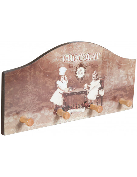 Appendino decorato anticato in legno L29xPR3,5xH14 cm