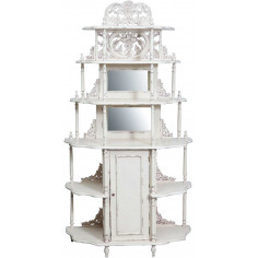 Etagere in legno massello di mogano finitura bianca anticata 100x39x190 cm 2