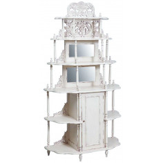 Etagere in legno massello di mogano finitura bianca anticata 100x39x190 cm