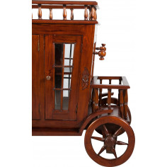 Carrello bar in legno massello di mogano finitura noce 125x45x82 cm 2