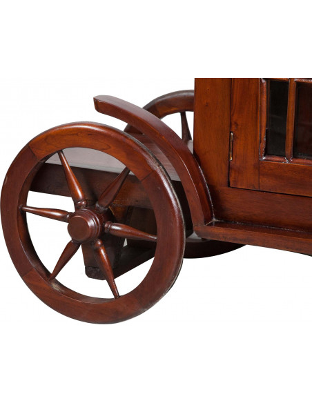Carrello bar in legno massello di mogano finitura noce 125x45x82 cm
