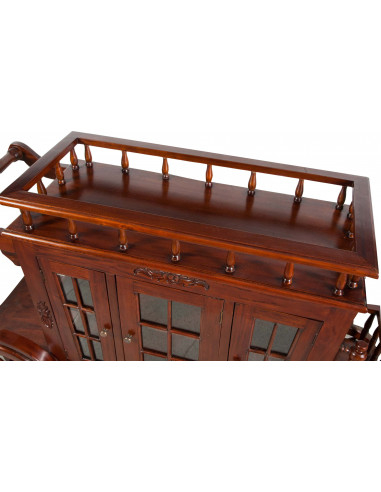 Carrello bar in legno massello di mogano finitura noce 125x45x82 cm Carrello bar in legno massello di mogano finitura noce 125x45x82 cm