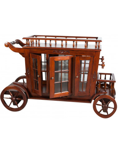 Carrello bar in legno massello di mogano finitura noce 125x45x82 cm Carrello bar in legno massello di mogano finitura noce 125x45x82 cm