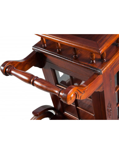 Carrello bar in legno massello di mogano finitura noce 125x45x82 cm Carrello bar in legno massello di mogano finitura noce 125x45x82 cm