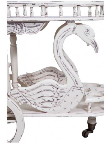 Carrinho de bar em madeira maciça de mogno com acabamento branco antigo 71x46x72 cm Carrinho de bar em madeira maciça de mogno com acabamento branco antigo 71x46x72 cm