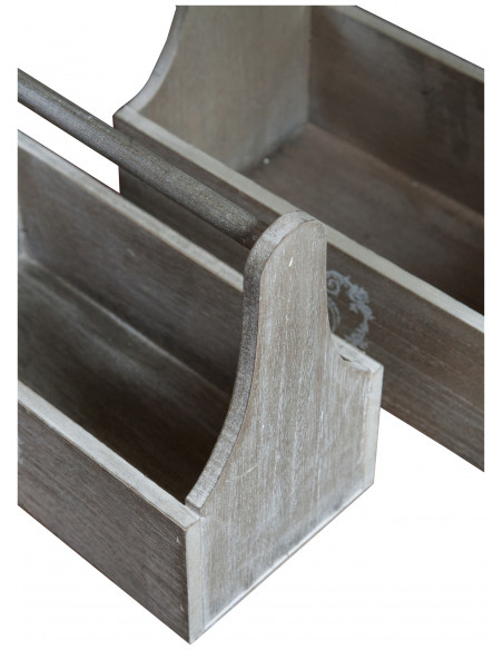 Set di due contenitori Shabby in legno finitura bianca anticata 31x17x27 + 38x14x22 cm