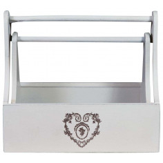 Set di due contenitori Shabby in legno finitura bianca anticata 31x17x27 + 38x14x22 cm 2