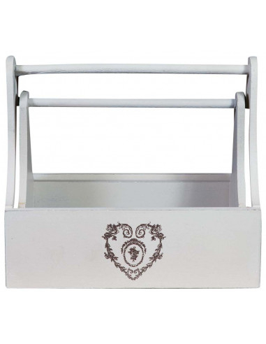 Conjunto de dois recipientes de madeira Shabby com acabamento branco antigo 31x17x27 38x14x22 cm Conjunto de dois recipientes de madeira Shabby com acabamento branco antigo 31x17x27 38x14x22 cm