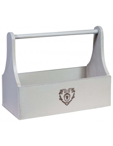 Conjunto de dois recipientes de madeira Shabby com acabamento branco antigo 31x17x27 38x14x22 cm Conjunto de dois recipientes de madeira Shabby com acabamento branco antigo 31x17x27 38x14x22 cm