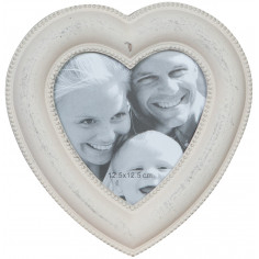 Portafoto da appoggio a cuore in legno finitura Shabby anticata  L20xPR3xH20 cm 2