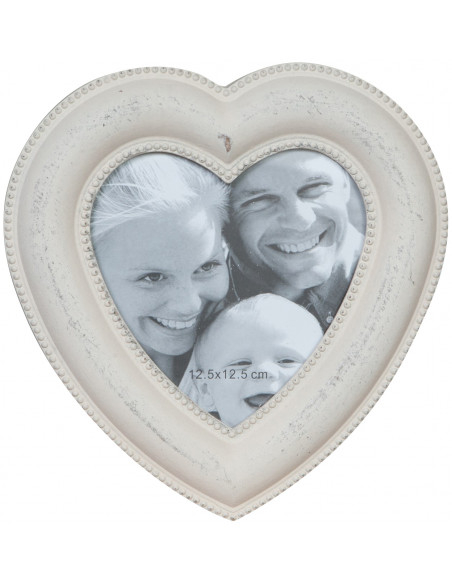 Moldura fotográfica de madeira em forma de coração com acabamento antigo Shabby L20xDP3xA20 cm
