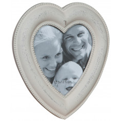 Moldura fotográfica de madeira em forma de coração com acabamento antigo Shabby L20xDP3xA20 cm