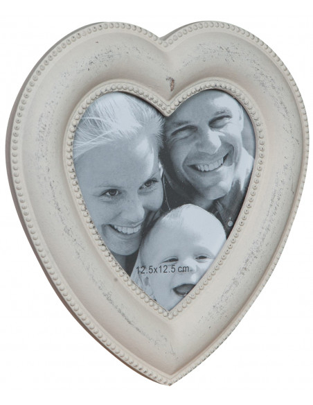 Moldura fotográfica de madeira em forma de coração com acabamento antigo Shabby L20xDP3xA20 cm