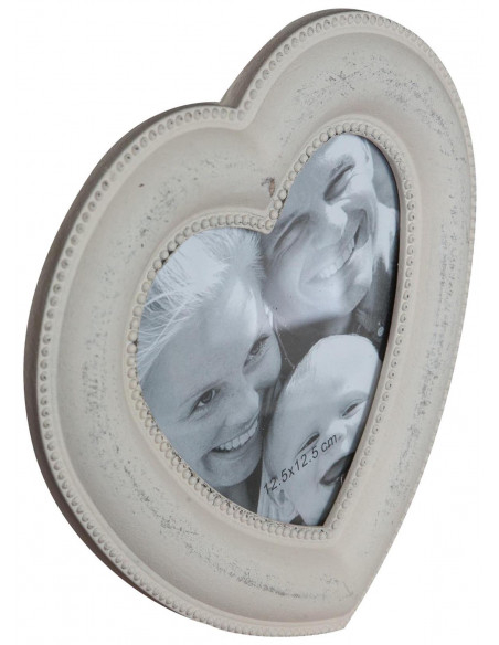Moldura fotográfica de madeira em forma de coração com acabamento antigo Shabby L20xDP3xA20 cm