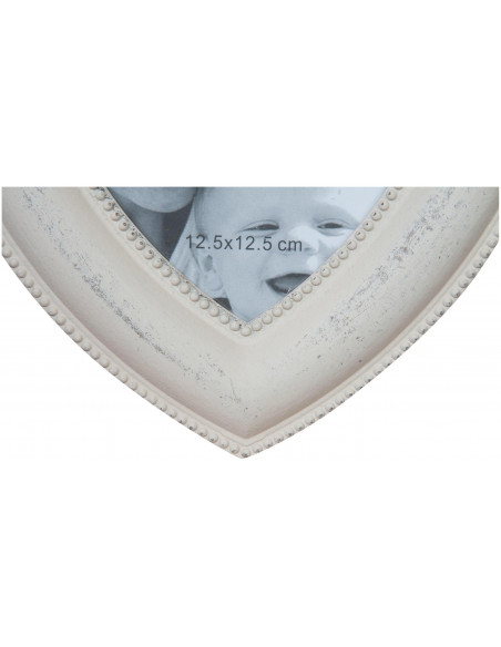 Moldura fotográfica de madeira em forma de coração com acabamento antigo Shabby L20xDP3xA20 cm