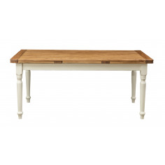 Tavolo allungabile Country in legno massello di tiglio struttura bianca anticata piano finitura naturale 180x90x80 Made Italy 2