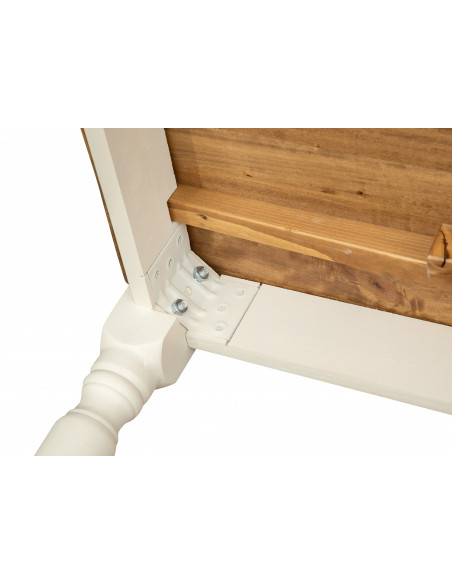 Tavolo allungabile Country in legno massello di tiglio struttura bianca anticata piano finitura naturale 180x90x80 Made Italy