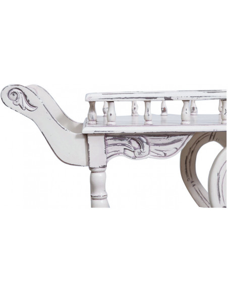 Carrello bar in legno massello di mogano finitura bianca anticata 71x46x72 cm