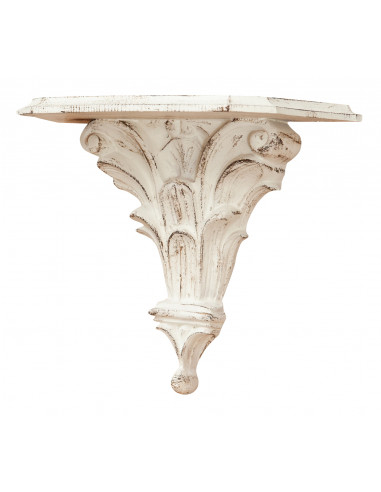 Mensola a muro in legno finitura bianco anticato L30XPR15XH27 cm. Made in Italy.
