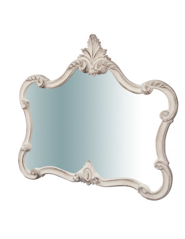 Specchiera da parete in legno finitura bianco anticato made in italy L71XPR5XH82 cm