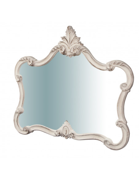 Specchiera da parete in legno finitura bianco anticato made in italy L71XPR5XH82 cm