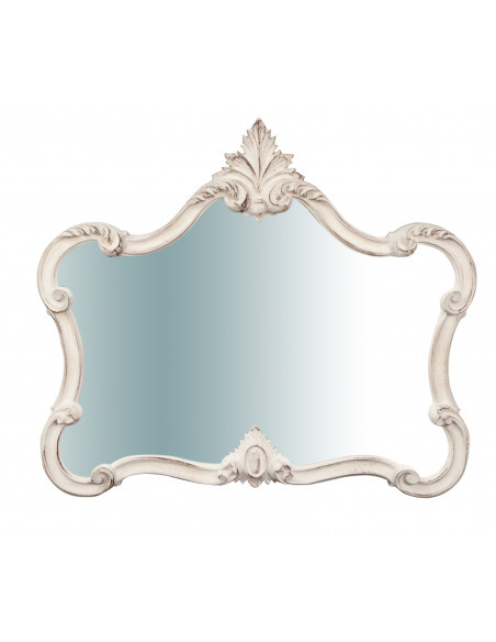 Specchiera da parete in legno finitura bianco anticato made in italy L71XPR5XH82 cm
