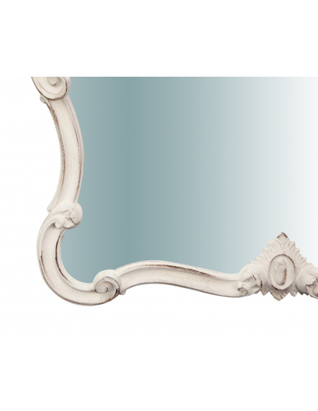 Specchiera da parete in legno finitura bianco anticato made in italy L71XPR5XH82 cm