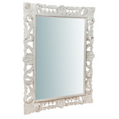 Specchiera da parete verticale/orizzontale in legno finitura bianca anticata Made in Italy L70xPR3,5xH90 cm - Biscottini.it