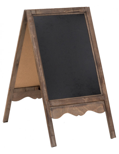 Quadro negro dupla face com moldura de madeira com acabamento antigo 50x6x95 cm