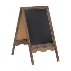 Lavagna da terra bifacciale con cornice in legno  finitura anticata  50x6x95 cm
